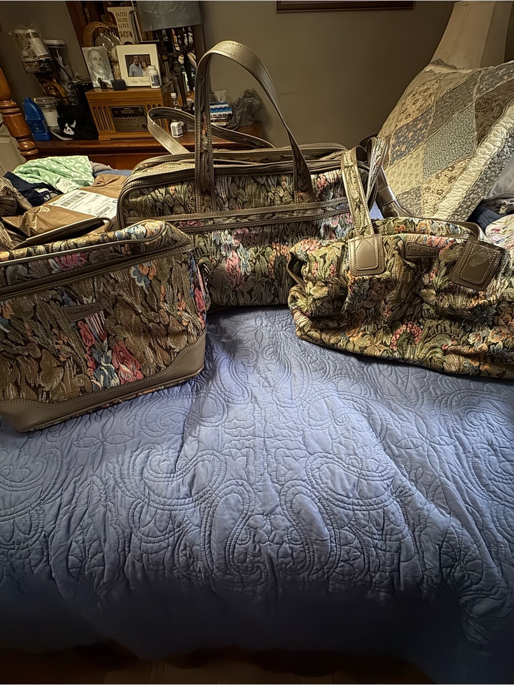 3 piece Pierre Cardin Multicolor Floral Tapestry Bag, duffle and carryon.